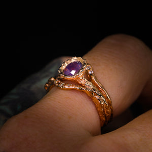 Ondine: 14k pink/purple opalescent sapphire ring