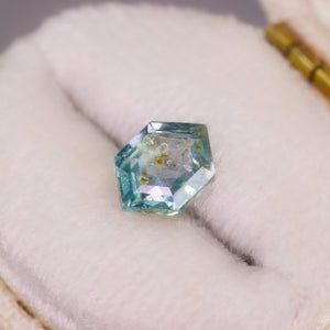 Create your own ring: 1.37ct step cut hexagon teal sapphire