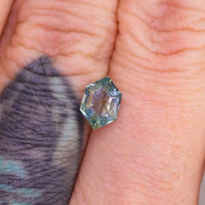 Create your own ring: 1.37ct step cut hexagon teal sapphire