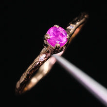 Load image into Gallery viewer, Magnolia ring petite round with one of a kind sapphires (Limited Edition)