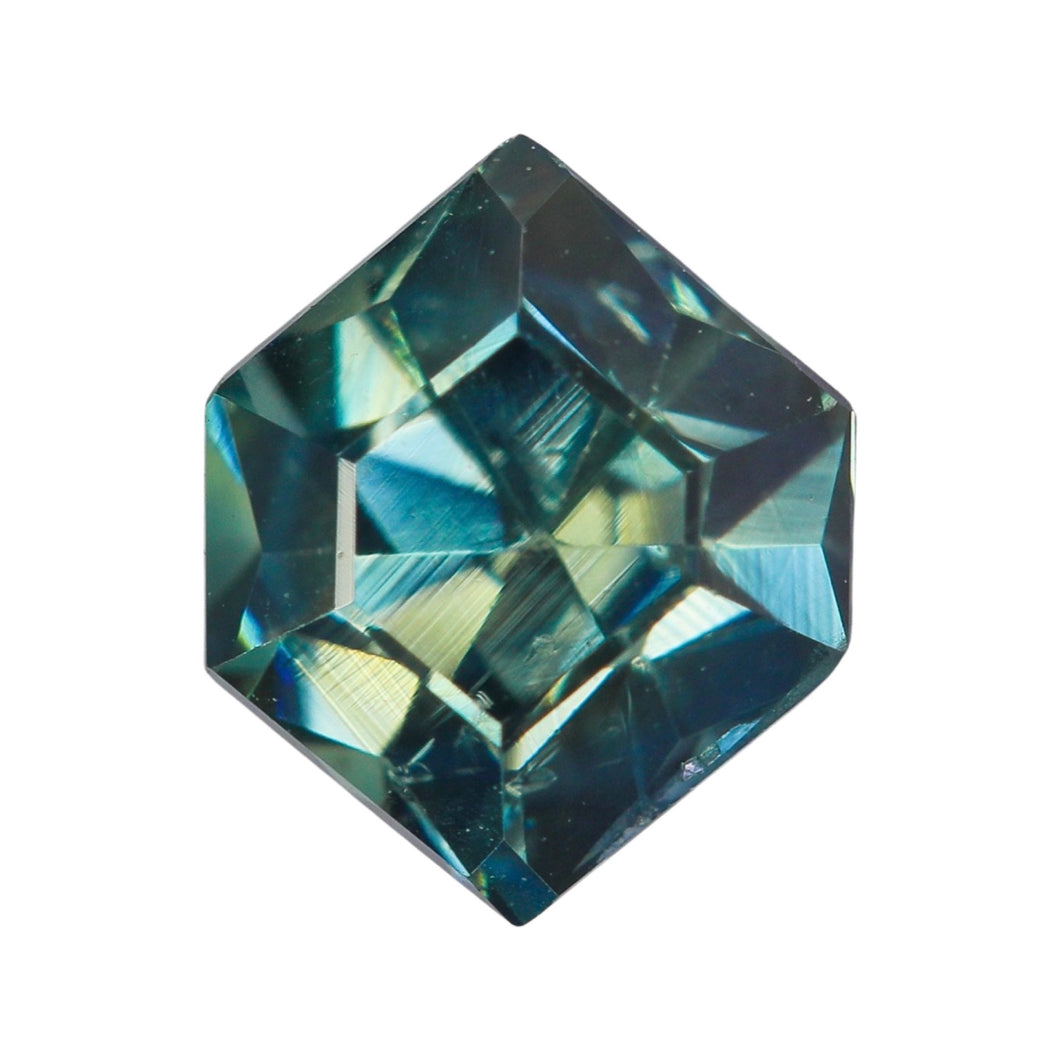 Create your own ring: 0.80ct step cut hexagon teal sapphire