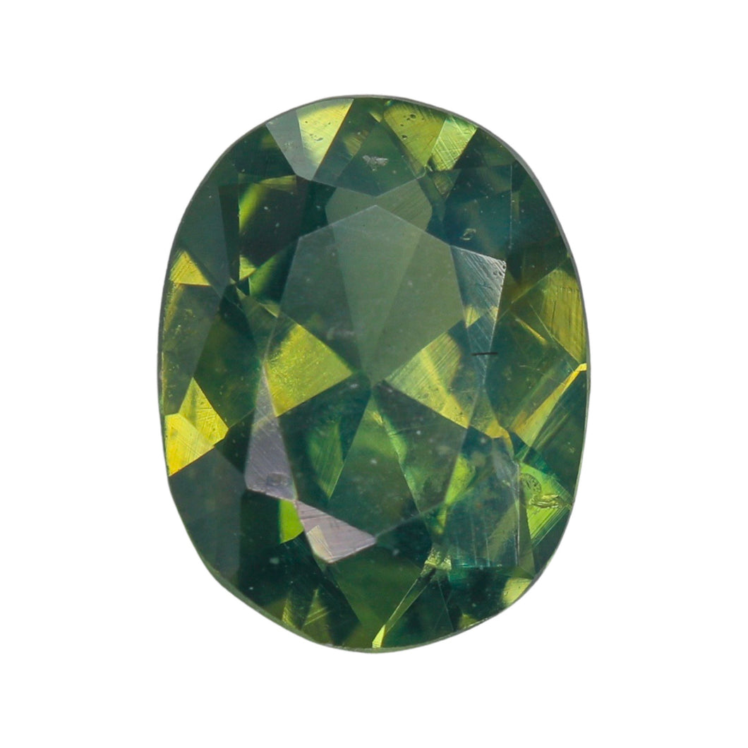 Create your own ring: 0.64ct green oval brilliant cut sapphire