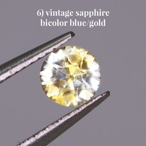 6) vintage sapphire bicolor blue/gold