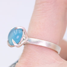Load image into Gallery viewer, &quot;Mirth&quot;: Chalcedony cocktail ring with heavy talon claw prongs (size7; one of a kind)