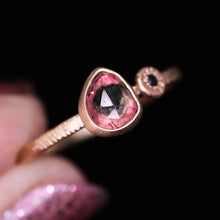 Load image into Gallery viewer, &quot;Rosa&quot;: 14K watermelon tourmaline and black diamond ring