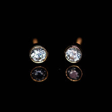 Load image into Gallery viewer, &quot;Versailles&quot;: 14K yellow gold blue Montana sapphire earrings with threaded posts/backs (~0.35 ct)