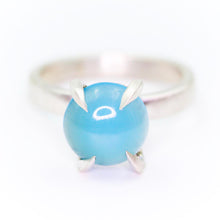 Load image into Gallery viewer, &quot;Mirth&quot;: Chalcedony cocktail ring with heavy talon claw prongs (size7; one of a kind)