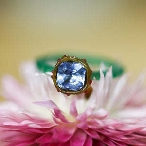Inflorescence ring: lavender Montana sapphire in 14K rose gold
