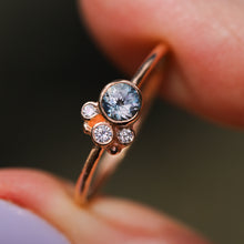 Load image into Gallery viewer, Flora ring: blue Montana sapphire &amp; 14K rose gold (one of a kind)
