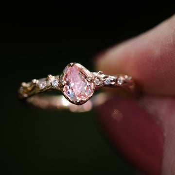Pink sapphire dahlia diamond ring Clearance