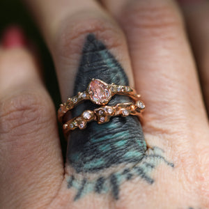 Dahlia ring: 14K lab pink sapphire & diamond ring