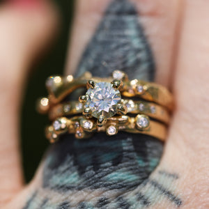 Ophelia ring: 14K gold, moissanite & diamond ring