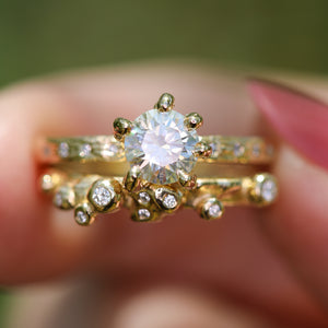 Ophelia ring: 14K gold, moissanite & diamond ring