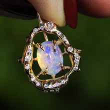 Load image into Gallery viewer, The Wildflower: 14K gold, Australian opal and diamond pendant