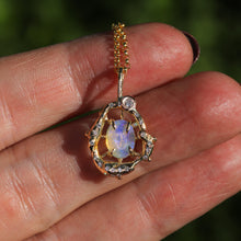 Load image into Gallery viewer, The Wildflower: 14K gold, Australian opal and diamond pendant