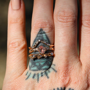 Dahlia ring: 14K lab pink sapphire & diamond ring