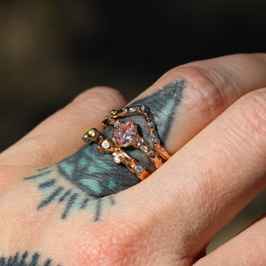 Dahlia ring: 14K lab pink sapphire & diamond ring