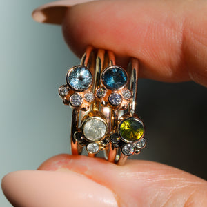 Flora ring with parti Australian sapphire in 14K rose gold (one of a kind)