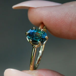 Sonnet ring with parti/color change sapphire (one of a kind)