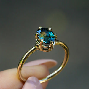 Sonnet ring with parti/color change sapphire (one of a kind)