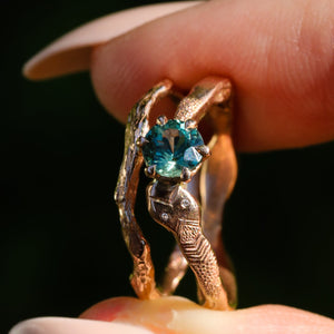 Aila ring: 14K rose gold and teal Montana sapphire (one of a kind)