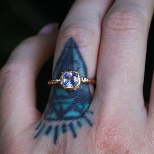 Inflorescence ring: lavender Montana sapphire in 14K rose gold