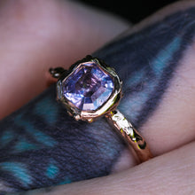 Load image into Gallery viewer, Inflorescence ring: lavender Montana sapphire in 14K rose gold