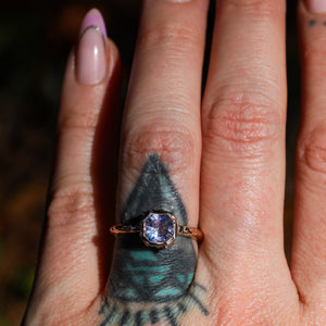 Inflorescence ring: lavender Montana sapphire in 14K rose gold