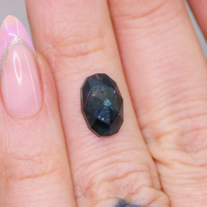 Create your own ring: 4.19ct oval rosecut midnight-blue sapphire