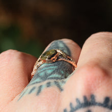 Load image into Gallery viewer, Calendula ring: Raw Montana sapphire &amp; diamonds in 14K rose gold
