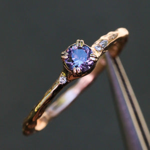 Magnolia ring with purple sapphire (made to order)