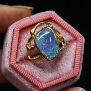 Selkie Crown: 14k gold and Australian opal ring