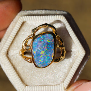 Selkie Crown: 14k gold and Australian opal ring