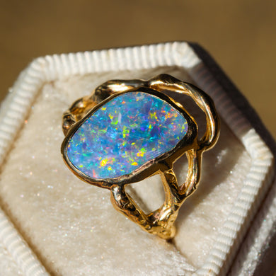 Selkie Crown: 14k gold and Australian opal ring