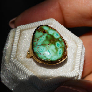 The Wanderlust: 14k gold and Cheyenne turquoise & sapphire ring
