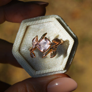 Wild Prairie Rose: 14k rose gold and pink sapphire ring