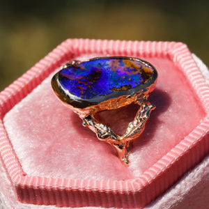 Míriel: 14k rose gold Australian boulder opal ring