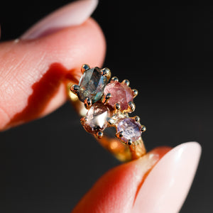 Helene: 14K sapphire cluster ring (one of a kind)