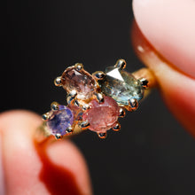 Load image into Gallery viewer, Helene: 14K sapphire cluster ring (one of a kind)