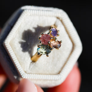 Helene: 14K sapphire cluster ring (one of a kind)