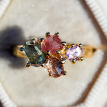 Load image into Gallery viewer, Helene: 14K sapphire cluster ring (one of a kind)