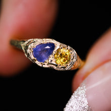 Load image into Gallery viewer, Toi Et Moi: 14k sapphire milgrain ring