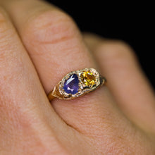 Load image into Gallery viewer, Toi Et Moi: 14k sapphire milgrain ring