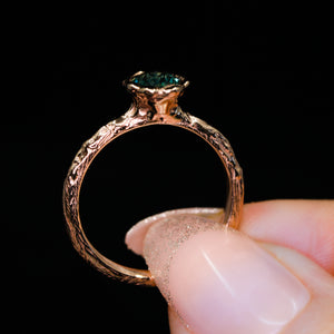 Ondine: 14k hexagon sapphire floral ring