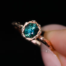 Load image into Gallery viewer, Ondine: 14k hexagon sapphire floral ring