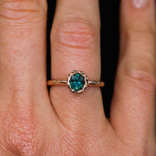 Load image into Gallery viewer, Ondine: 14k hexagon sapphire floral ring
