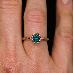 Ondine: 14k hexagon sapphire floral ring