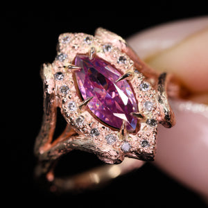 "Eira": 14k rose gold and pink moissanite ring
