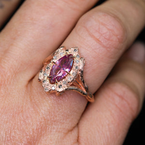 "Eira": 14k rose gold and pink moissanite ring