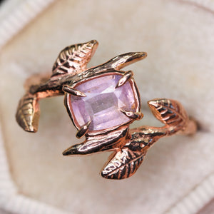 Wild Prairie Rose: 14k rose gold and pink sapphire ring
